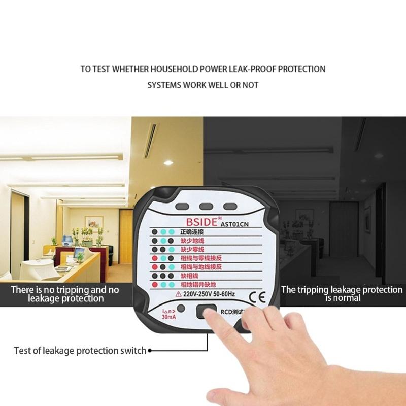 Portability Socket Tester Electrical Outlet Circuit Analyzers Detecting Live Neutral Ground Wire Durability Construction Tool