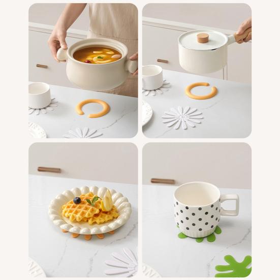 1 Набор Подставка под цветы Термостойкая Подставка с цветочной тематикой Защита от ожогов Кухонная столешница Подставка под кастрюлю сковороду Чашка для кофе чая Украшение обеденного стола