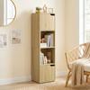 Narrow Bookcase, 4-Tier Bookshelf, Storage Cabinet with doors for Living Room, Bedroom, Oak