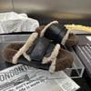 Shoes Slippers Flat Med Slides Cover Toe Platform Fur Flip Flops Flock Plush Genuine Leather Rubber Rome PU with Fur Short