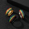 Retro Rainbow Colorful Ring for Men Women Stainless Steel Punk Gothic Edgy Zircon Modern Artistic Fashion Accessories Girl Gift