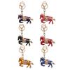 Keychain Pendant Chinese Style Rhinestones-Encrusted Oil Painting 3D Zodiac Horse Design Key Chain Metal Charm Bags Keyring