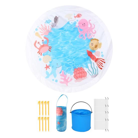 1 Набор Детский Плескательный Бассейн Пляжное Одеяло с Сумкой для Колышков Легкий Портативный Складной 2-в-1 Летние Каникулы Малыши Плескательный Бассейн Уличный Коврик для Кемпинга