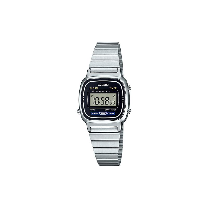 Casio Серия YOUTH - маленькие металлические квадраты, классические ретро маленькие серебристые блоки, ЖК-дисплей, кварцевый механизм, ремешок из нержавеющей стали, японский LA670WA-1D