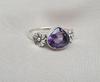 Amethyst Flower Ring, Sterling Silver Floral Boho Ring