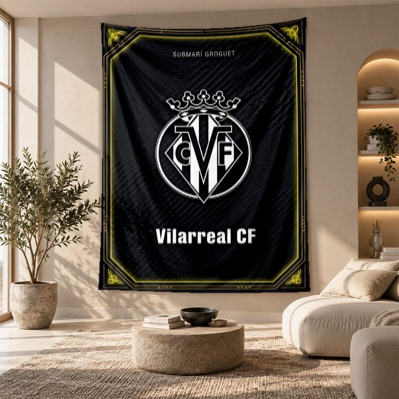 Decorative Tapestry,Villarreal FC Printed Wall Art, Lightweight Wall Hanging For Bedroom Background