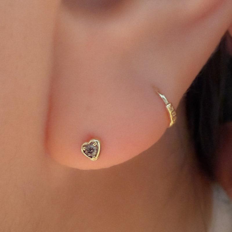 BettyU 14k Мини пирсинг-сердечко с фианитом
