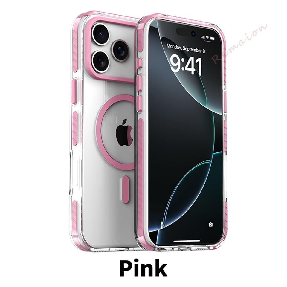 Прозрачный магнитный чехол для телефона для iPhone 17 16 1 14 13 12 11 Pro Max 14 1 Plus 17 Air Официальный прозрачный защитный чехол