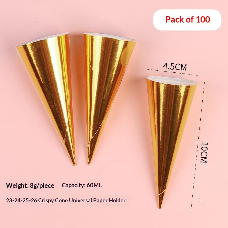 100PCS Aluminum Foil Paper Cone Sleeve Disposable Ice Cream Cone Holder for Food Service Convenient and Hygienic Use