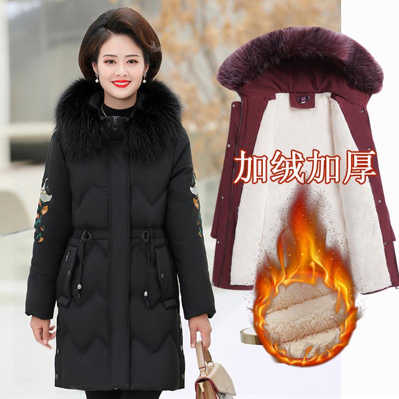 Зимняя куртка-стеганая для мамы, средняя и длинная, большого размера, утолщенная куртка-стеганая, для женщин 40 лет, 50 лет, среднего и пожилого возраста, куртка-пуховик