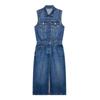 2025 Spring/Summer Women's Sleeveless Slim Fit Denim Dress with Turn-Down Collar