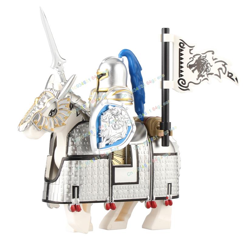 Фигурки Средневековья Рыцари Боевой конь Тяжелая кавалерия Воины Боевой конь Строительные блоки Кирпичики Игрушки Для детей подарок