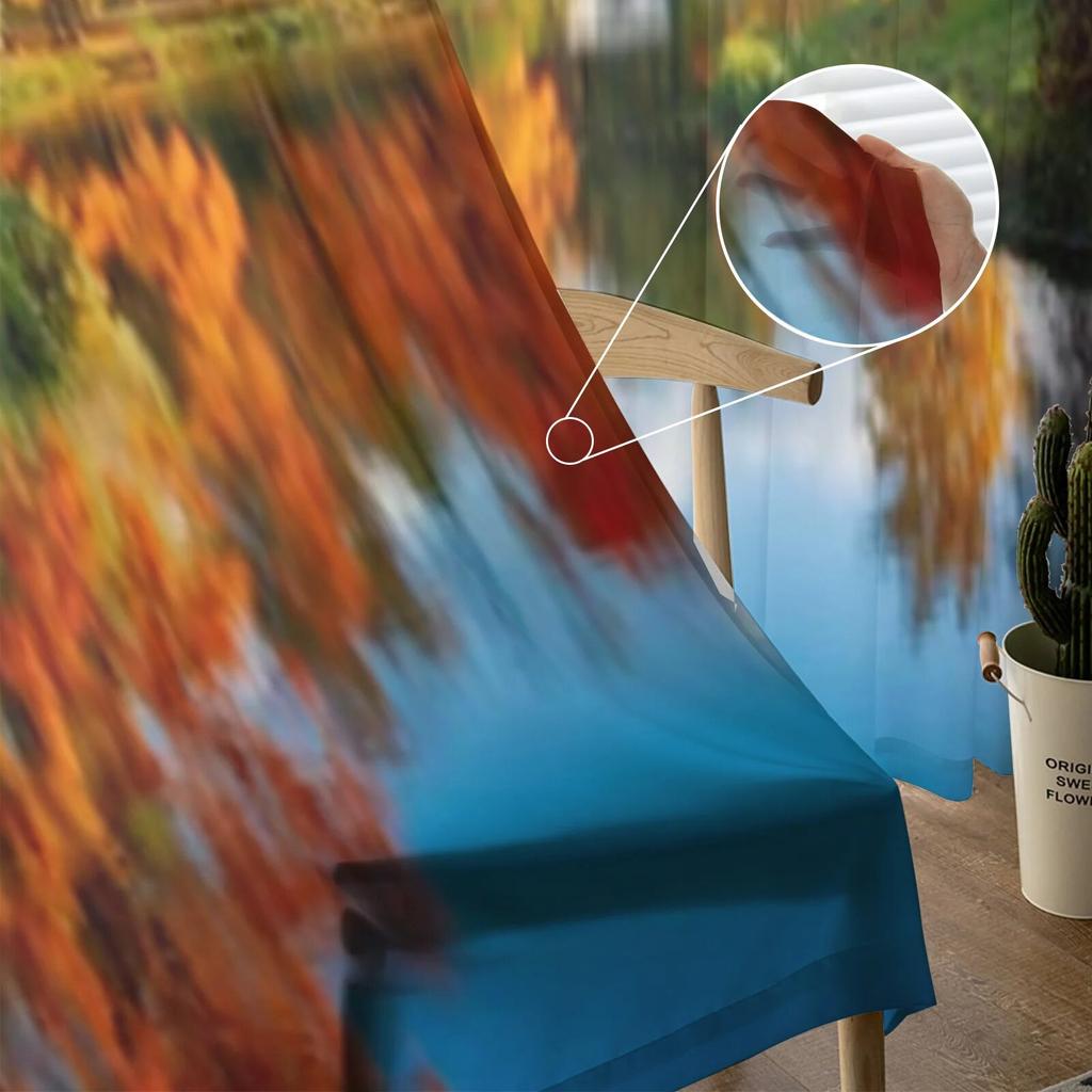 Autumn Park Sheer Curtains For Living Room Bedroom Kitchen Tulle Curtain Home Decorative Sheer Panels