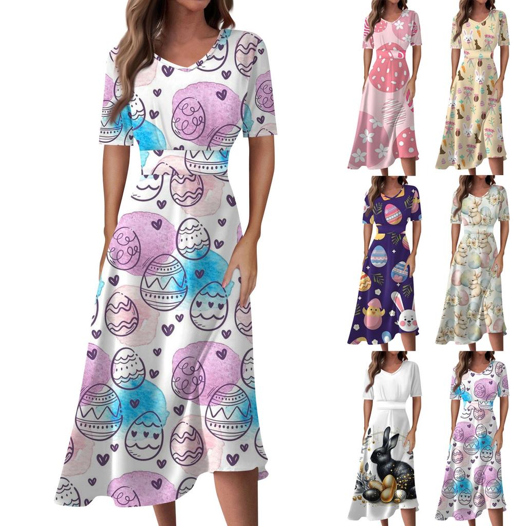 Женское повседневное модное длинное свободное платье с v-образным вырезом и коротким рукавом на талии