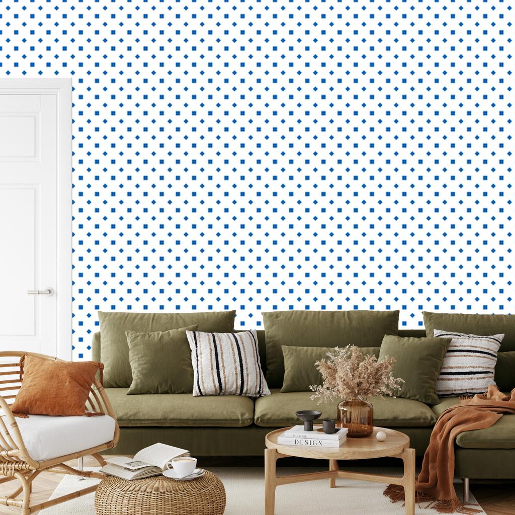 White and Azure Dots Wallpaper for Living Room and Bedroom 50x1000