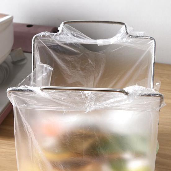 Yousheng Держатель для мусорных пакетов из нержавеющей стали Подвесной дизайн Складная конструкция Универсальная складная подставка для мусорного ведра Не требующий установки держатель для мусора