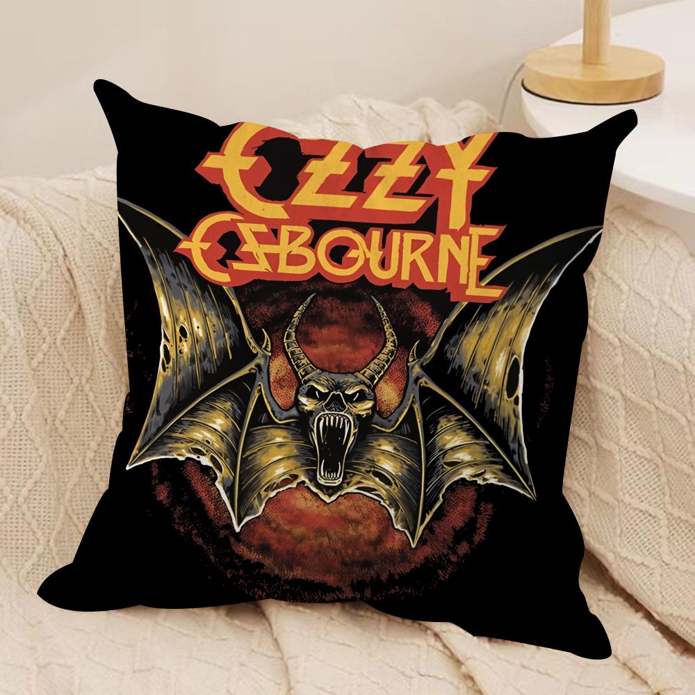 LOGO OOzzy Osbourne Cushion Cover Silky Short Plush Invisible Zipper Dustproof Sofa Pillow Case for Home Decor