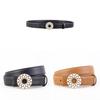 Womens Pearl Embellished Leather Belt With Alloy Buckle For Casual Dress And Jeans Accessories
