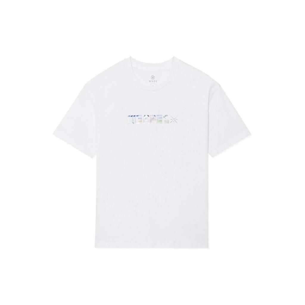 Li-Ning Свободная футболка унисекс с круглым вырезом X Glare Artist Collab с абстрактным принтом на спине, белые топы AHSS643-2