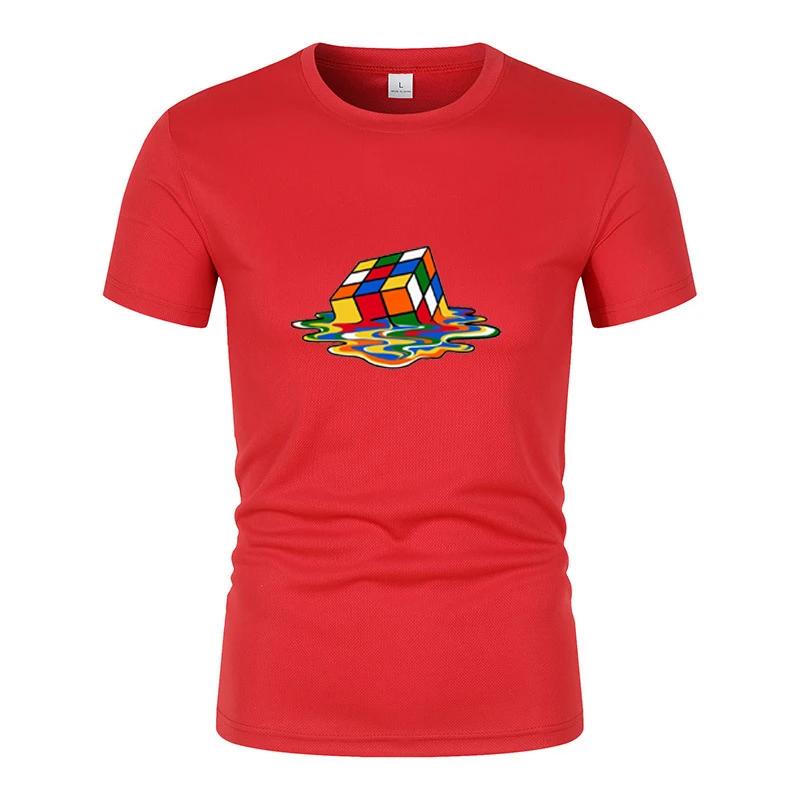 Летняя новая модная и интересная мужская футболка с короткими рукавами с принтом Рубика, повседневная унисекс-футболка в стиле Харадзюку для улицы, спортивный топ