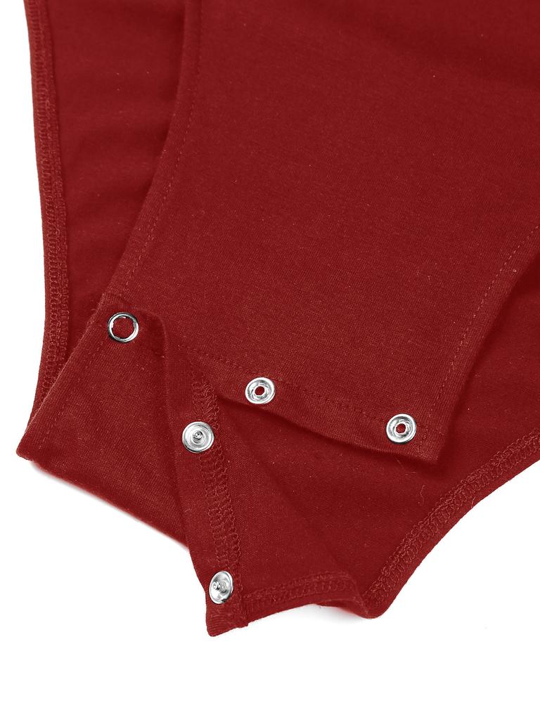 Men's Short Sleeve One Piece Bodysuit Leotard Top Press Button Crotch Romper Pajamas Undershirt