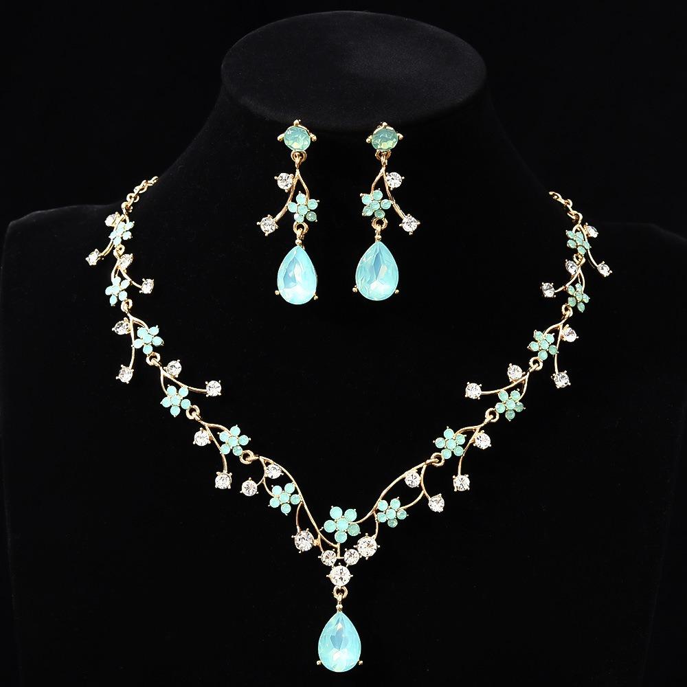 Свадебные наборы ювелирных изделий «Золотая капля воды» Блестящее колье-чокер и набор серег Ювелирные подарки