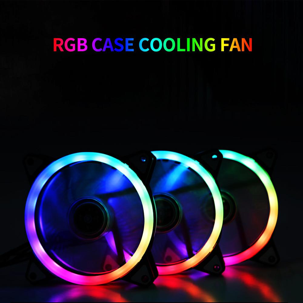 Компьютерный радиатор RGB-вентилятор 12 см RGB-вентилятор для охлаждения корпуса Охладитель корпуса Бесшумный вентилятор охлаждения с нерегулируемым цветным RGB-светом