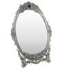 Retro Desktop Makeup Mirror Floral Embossed Beaded Edges Clear Image Functional Vintage Mirror
