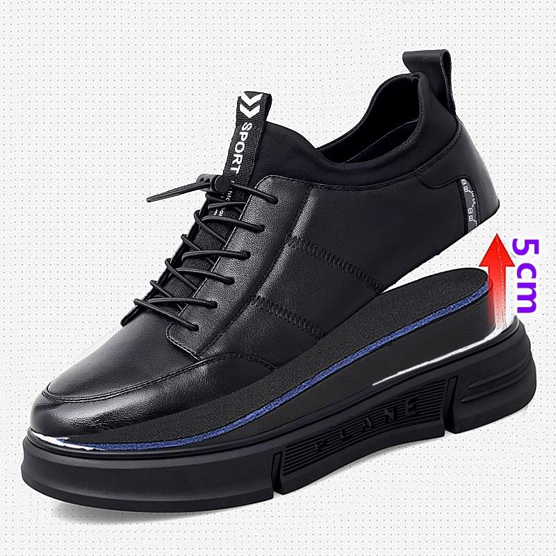 New Genuine Leather Elevator Shoes Men Sneakers Height Shoes Height Increase Shoes Tall Shoes Insole 5CM Sports Shoe