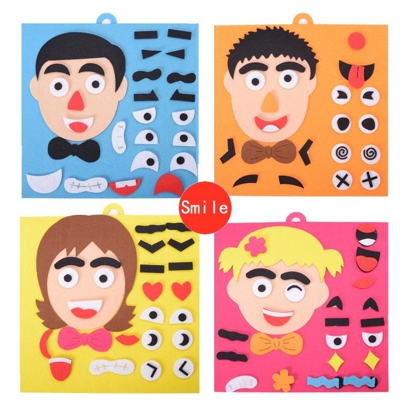 3D Детский комплект пазлов, игрушки, наклейки, выражения лица, сделай сам, сборка пазлов, игрушки ручной работы