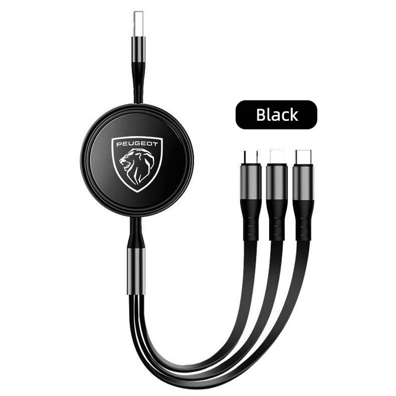 100W USB Charging Cable Type C Micro IOS Charger Cable For Peugeot 408 308 5008 208 2008 3008 Landtrek Rifter 508 301 108 608 f3