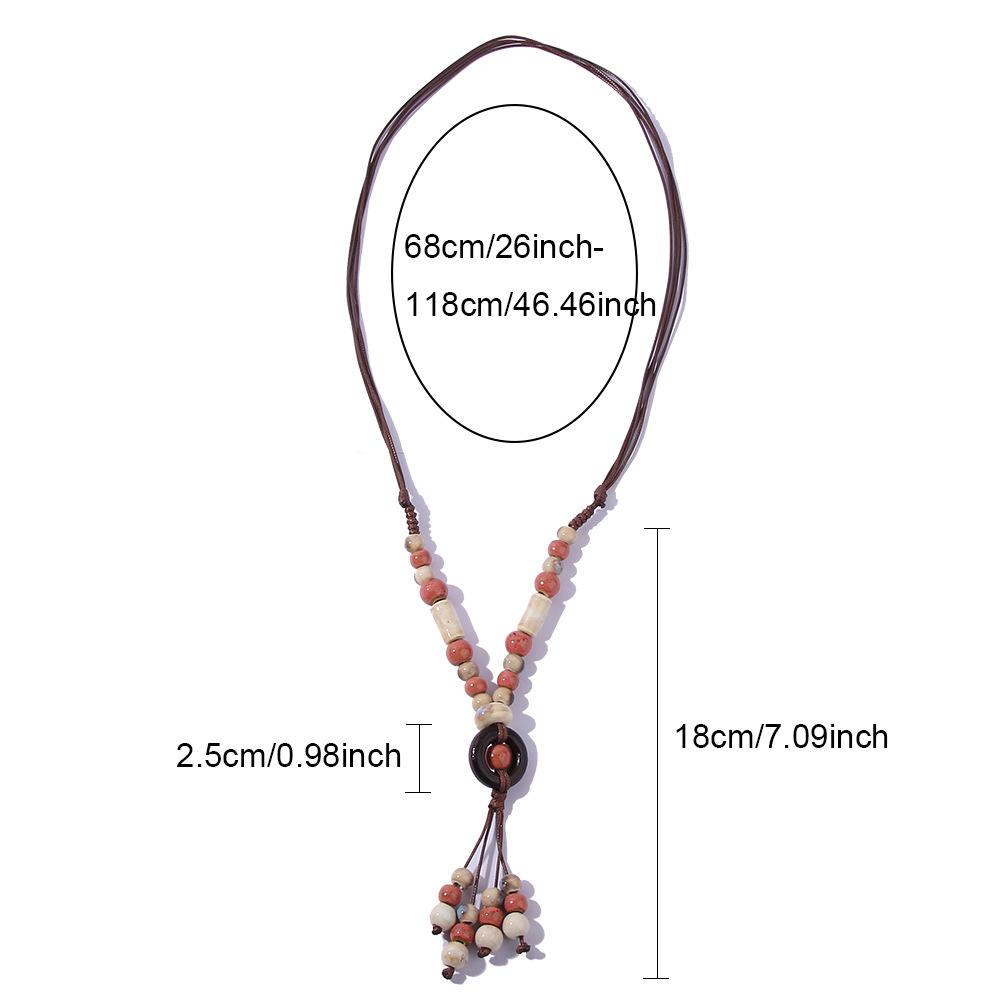 Ancient Ceramic Beads Sweater Chain Tassel Pendant Long Necklace Jewelry Gift