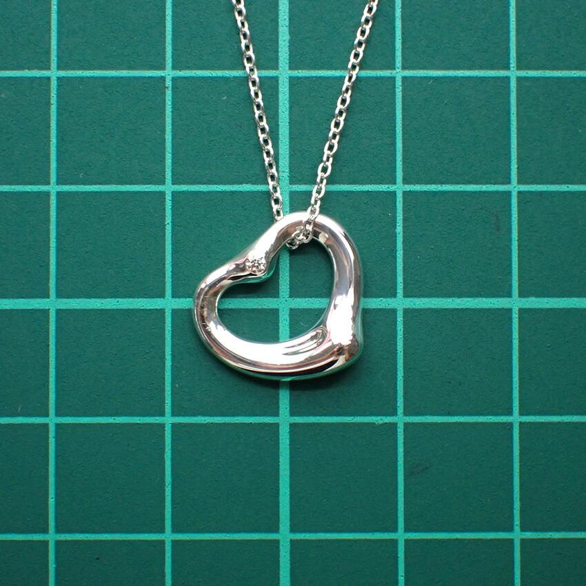 [Used] TIFFANY 925 Diamond Open Heart Pendant/Necklace [g339-67]