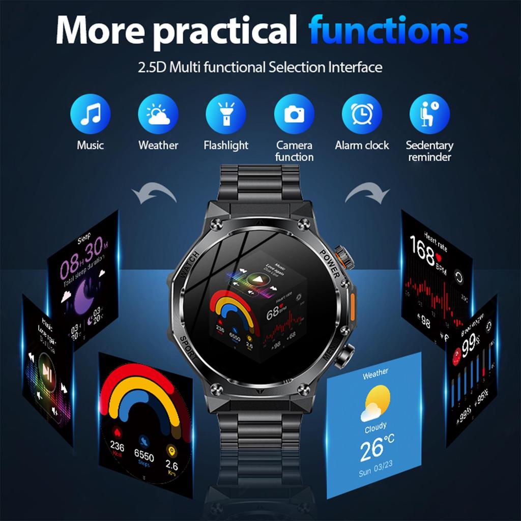 LIGE 2025 Новые мужские умные часы Bluetooth Calling 800mAh Большая батарея Heart Rate Blood Pressure Health Smartwatch для Android IOS