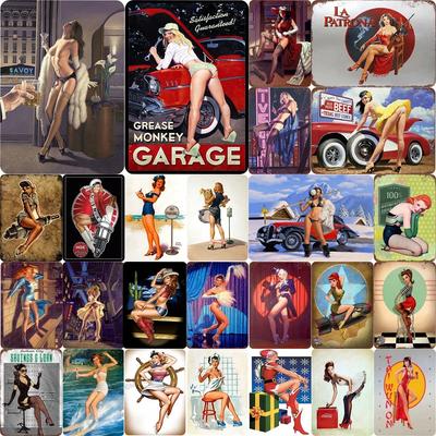 Винтажные сексуальные девушки оловянные металлические знаки настенные таблички постеры гараж бар паб отель настенный декор индивидуальный подарок домашний декор 8×12 дюймов