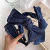 Korean Wide-Brim Denim Headband with Retro Bow for a Flattering, Versatile Look