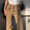 Американский хай-стрит Женские ретро расклешенные джинсы карго с высокой посадкой - Весна 2024 Облегающие брюки в пол с множеством карманов