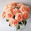 Home Decor Artificial Fake Roses Flannel Flower Bridal Bouquet Wedding Party