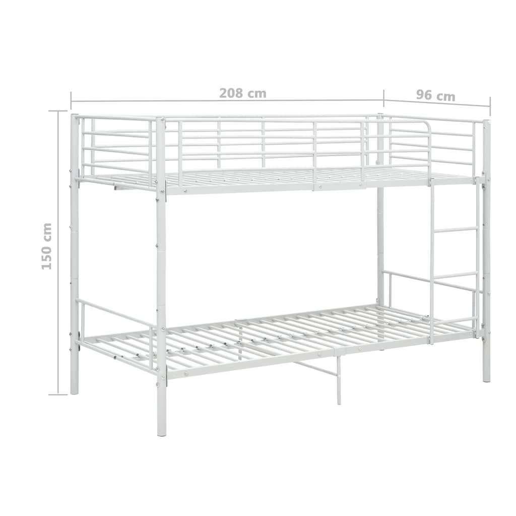 Bunk Bed White Metal 90*200 cm