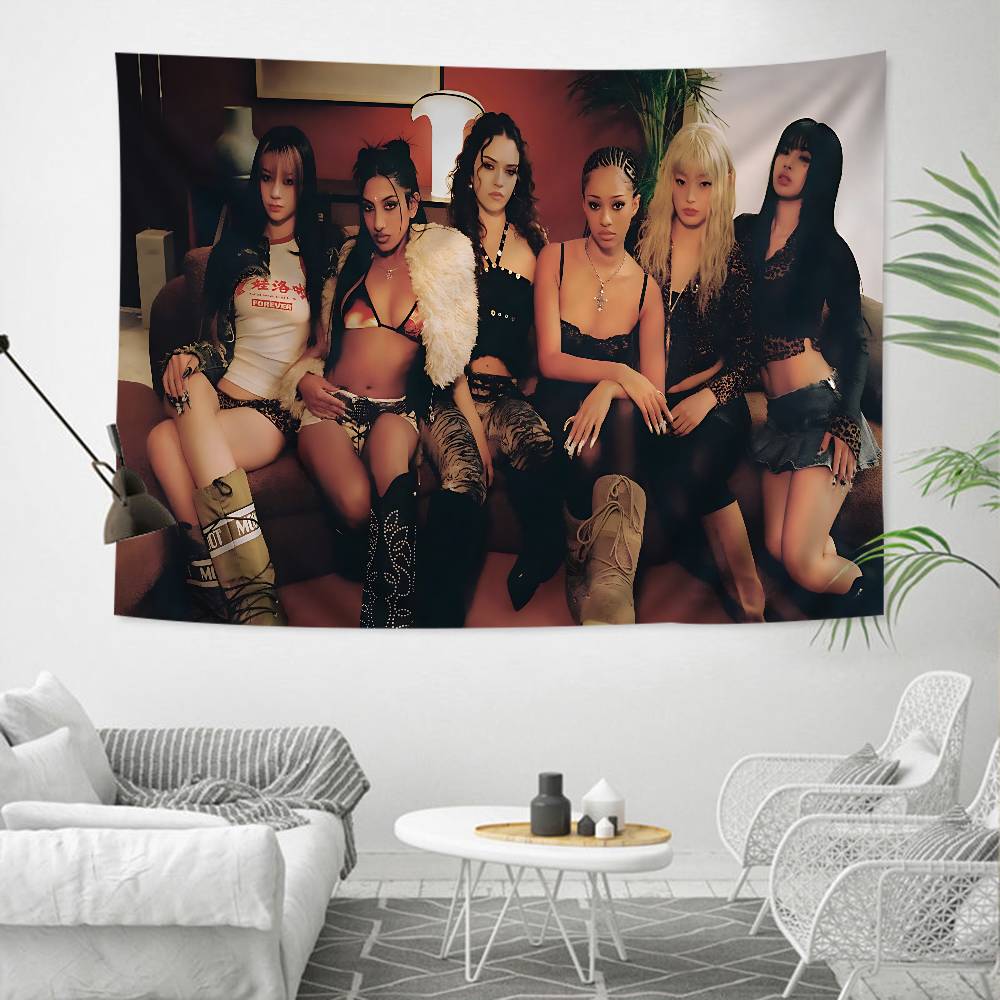 Korea Kpop Band KKatseye Hanging Bohemian Tapestry Bohemian Wall Tapestries Mandala Kawaii Room Decor