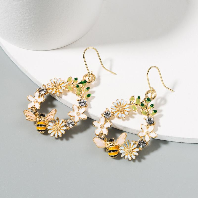 Цветочные капающие масляные серьги женские раскрашенные бабочки