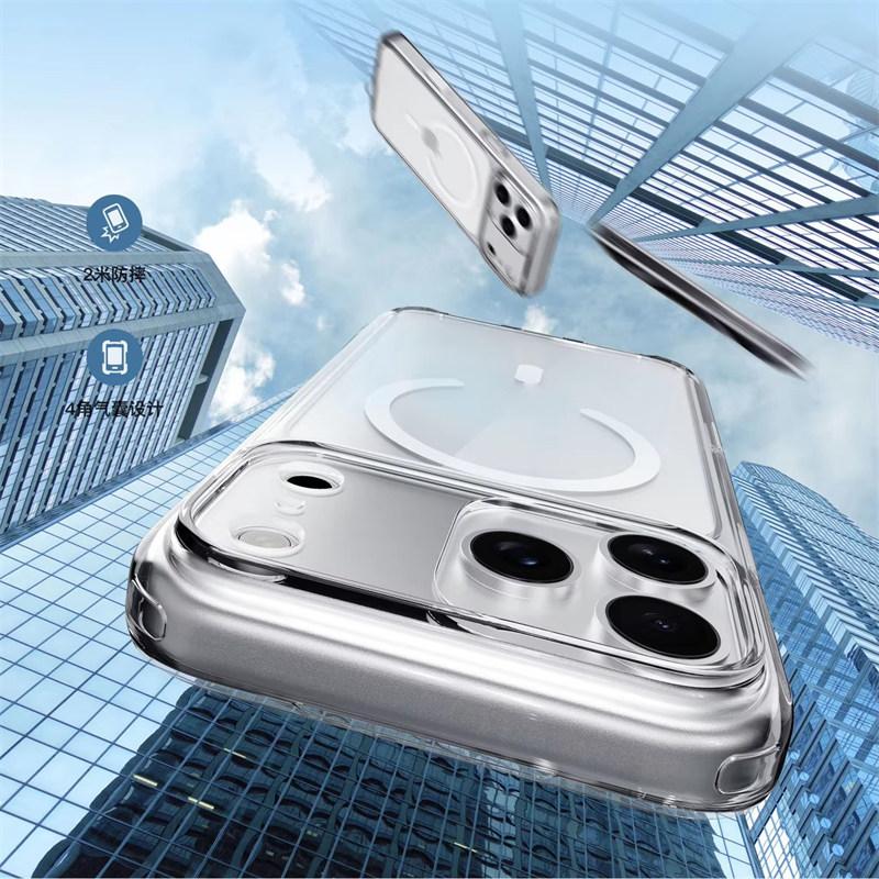 Роскошный магнитный чехол Magsafe для iPhone 17 Pro Max 17Air 17Pro 17 Прозрачный с кнопкой камеры Беспроводная зарядка Чехол