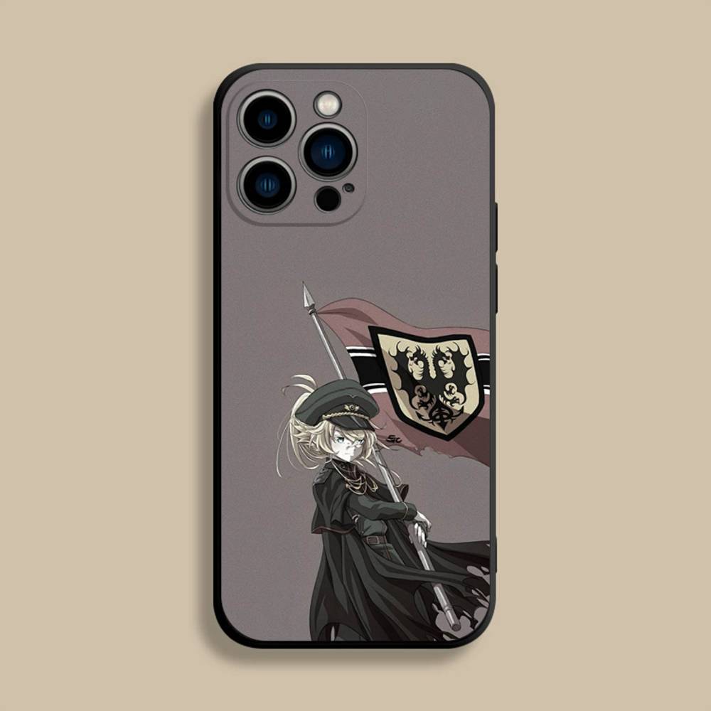 Чехол для телефона с аниме Y-Youjo S-Senki для iPhone 17,16,15,14,13,12,Pro,Max,Plus,E,SE4,Air,Mini Черный Мягкий чехол