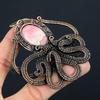 Unique Octopus Shape Rhodochrosite Gemstone Jewelry Pure Copper Wire Wrapped Handmade Pendant
