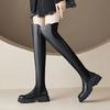 Sexy Over-the-Knee Boots Women High Quality Leather Long Boots Plush Keep Warm Winter High Boots Comfort Thick Heel Elastic Boot