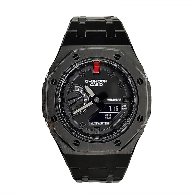 Casio Мужские часы с ЖК-дисплеем и аналоговой индикацией, серия 44 мм, черные, GA-2100-1A1(Watch3--)
