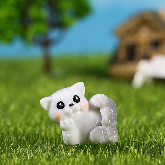 1 комплект мини-статуя кошки прекрасная реалистичная форма смолы причудливый дизайн сад миниатюрный домашний декор