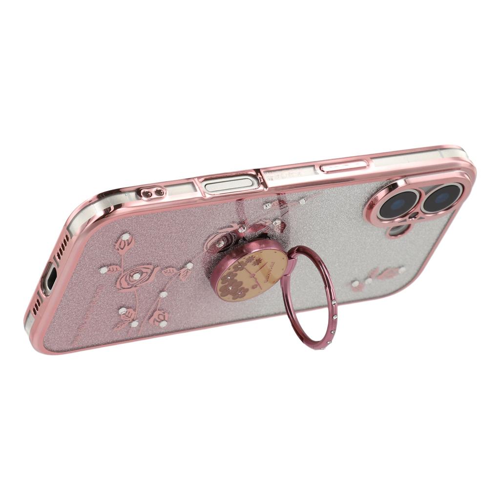 KADEM For iPhone 17 Case Ring Kickstand TPU Flowers Phone Cover Gradient Glitter
