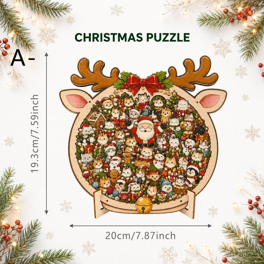 Wooden Christmas Dog Puzzle Irregular Shape Puzzle Ornament Tabletop Decoration
