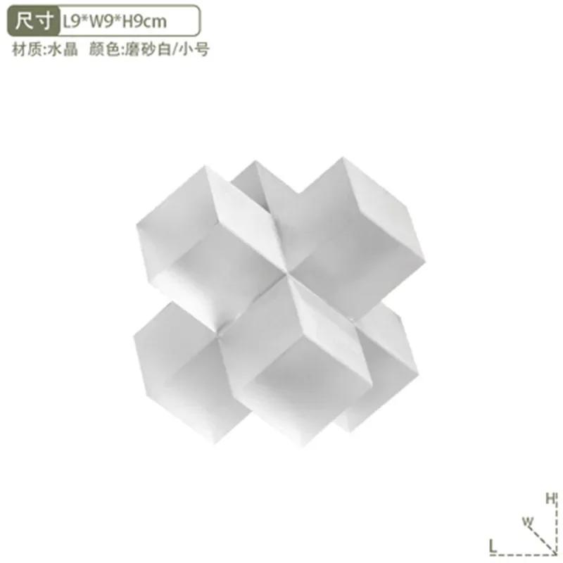 Minimalism Cross Crystal Ornaments Transparent Geometric Square Crystal Statue Desk Decoration Frosted Glass Crafts Sculpture